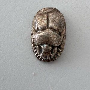 Vintage Silver Scarab Amulet Pendant 1/2” Long